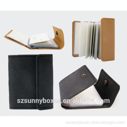 Waterproof Kraft Paper Cover PVC Pocket ID/Business Card Holder With Metal Button Closure